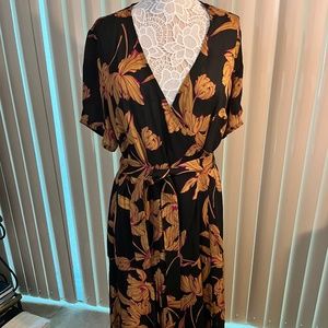 A.L.C. Long Wrap Floral Dress V Neck